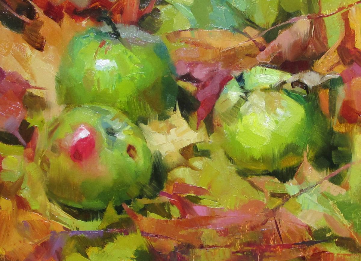 Autumn Apples - original oil painting, alla prima oil painting, one of a kind by Alex Kelly