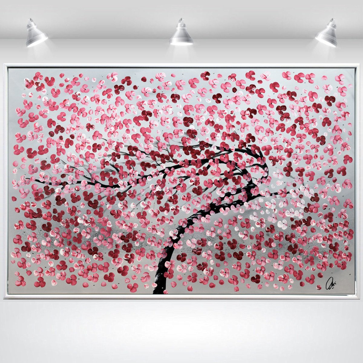 Abstract Botanical Acrylic Painting By Edelgard Schroer, 46 X 31, Blown Away, Original Artwork