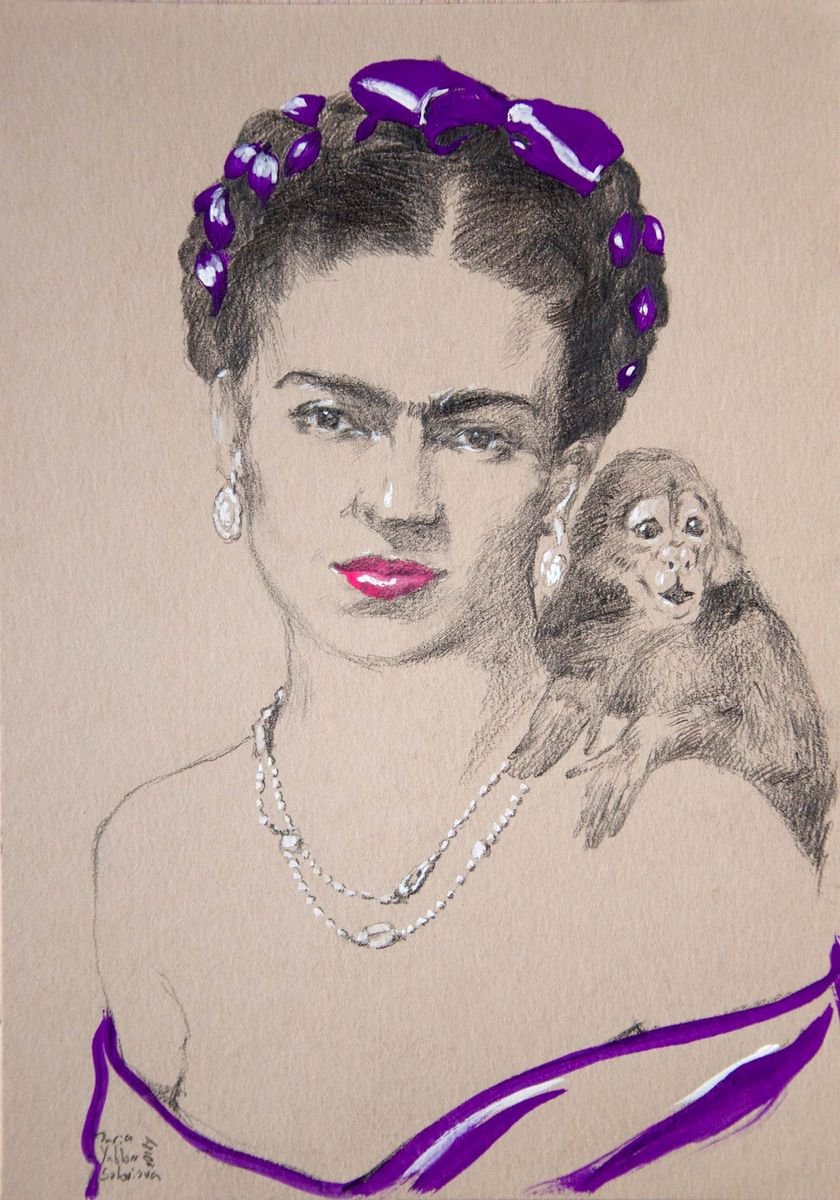 Viva la Frida #3 or Frida with monkey by Daria Yablon-Soloviova