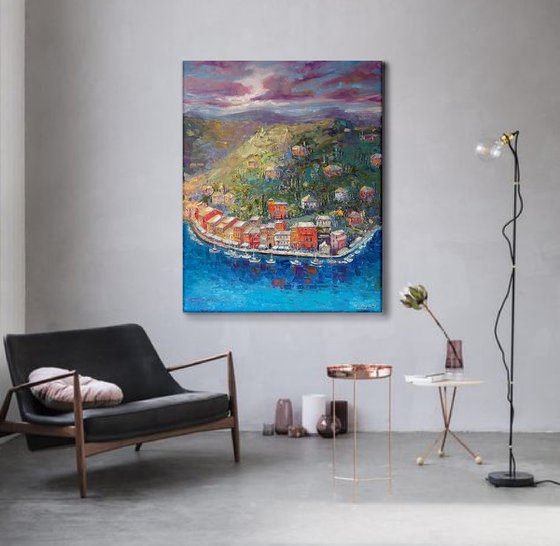 "Seascape". Sea. Original oil painting. boatsin the sea