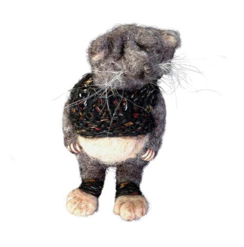 Charlie, felted wool mole shrew, Les Loufoques series by Eleanor Gabriel