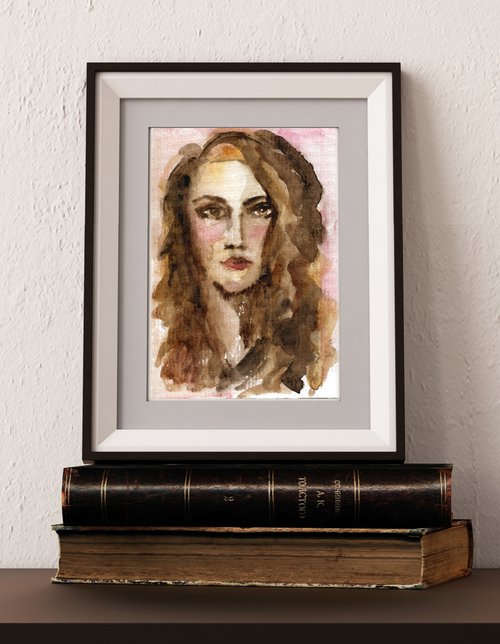 Abstract watercolor woman portrait by Liliya Rodnikova