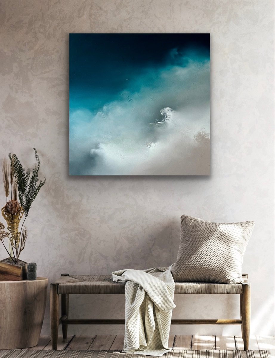 Abstract Oil Painting By Jonesy, 24 X 24, Just A Cloud Away, Original Artwork