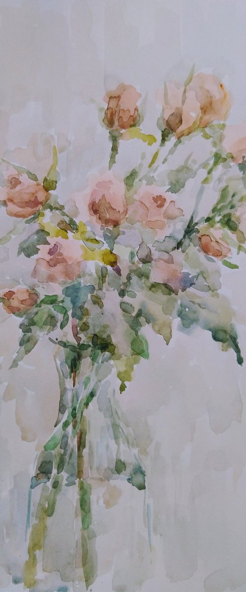 Roses. Original watercolour painting. by Elena Klyan