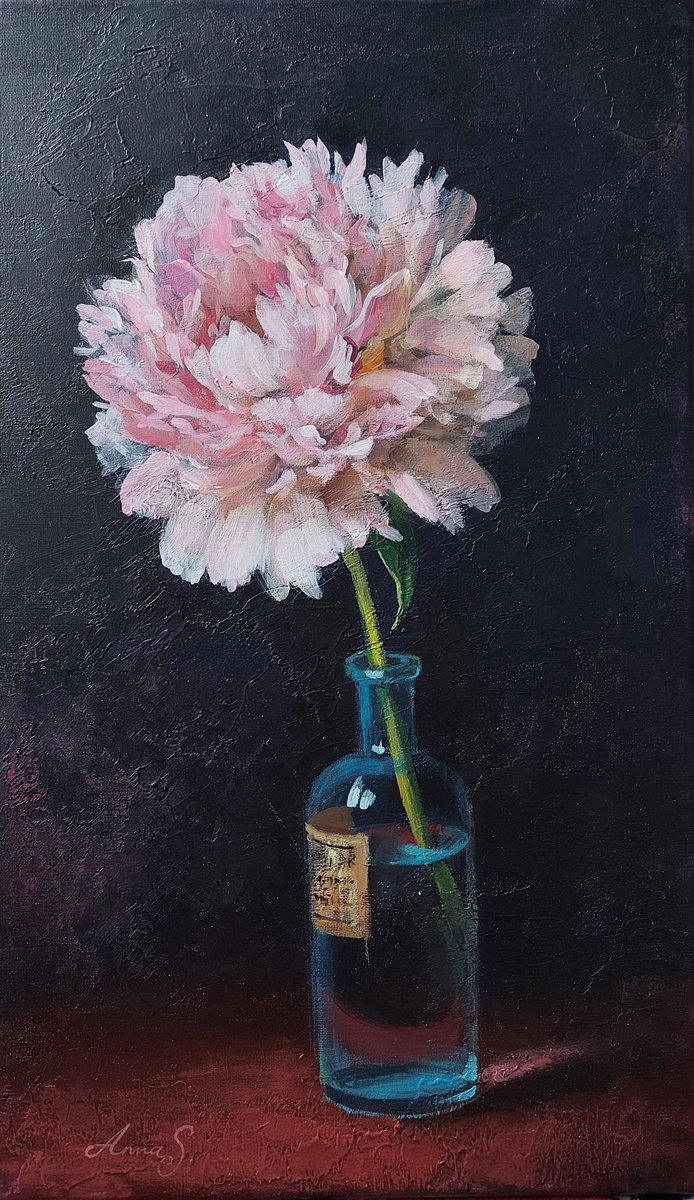 Impressionistic Botanical Acrylic Painting By Anna Silabrama, 12 X 20, - ?Blossom - ?, Original Artwork