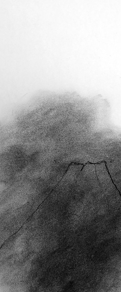 Etude silhouette d'arbre et Mont Fuji - sketch by Lionel Le Jeune