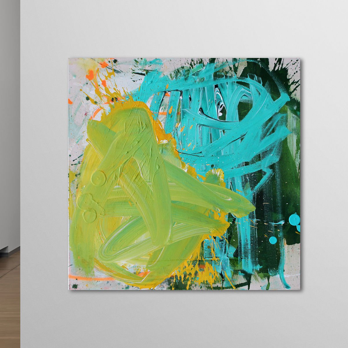 Expressive Abstract Acrylic Painting By Daniela Schweinsberg, 24 X 24, Screaming Colors, Original Artwork