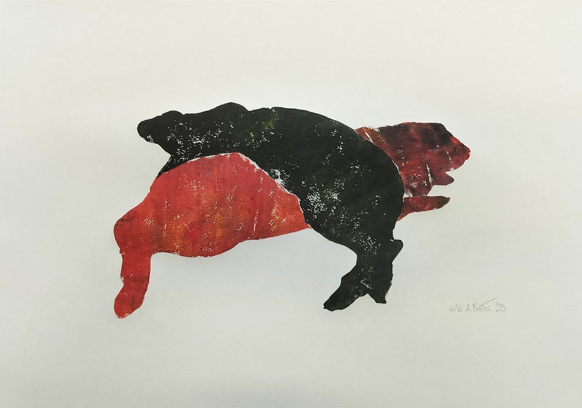 Illustrative Animal Limited Edition Print By Aleksandar Basic, 23 X 17, Rabbits 4/6, Original Artwork