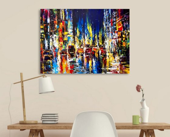 Evening city lights