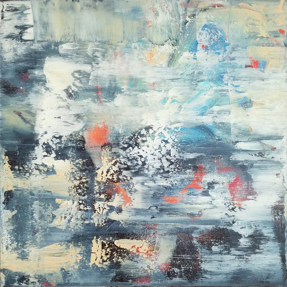 Organic Landscape Acrylic Painting By Chris Carbone, 24 X 24, Wave, Original Artwork