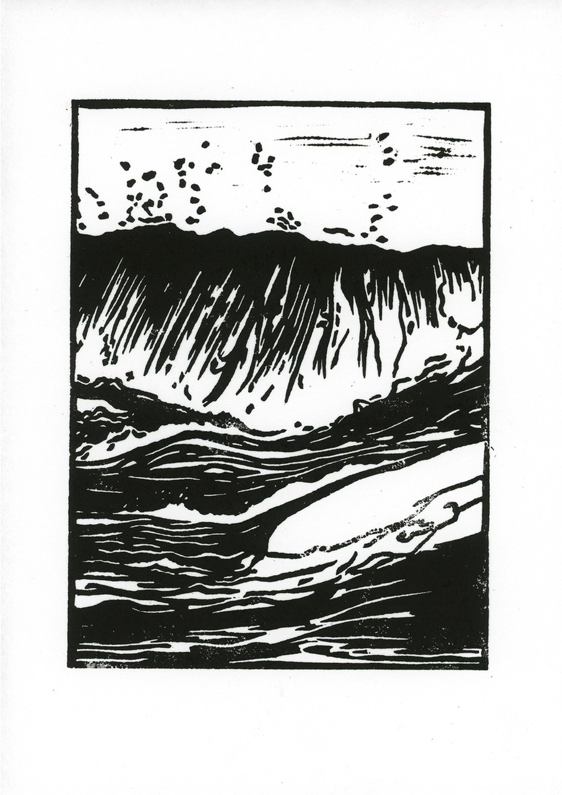 Wave 13 Linocut by Bob Cooper