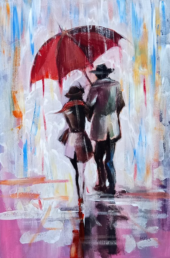 Under the red umbrella