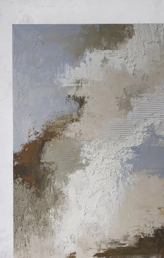 "Fjord" Abstract brown blue textured art
