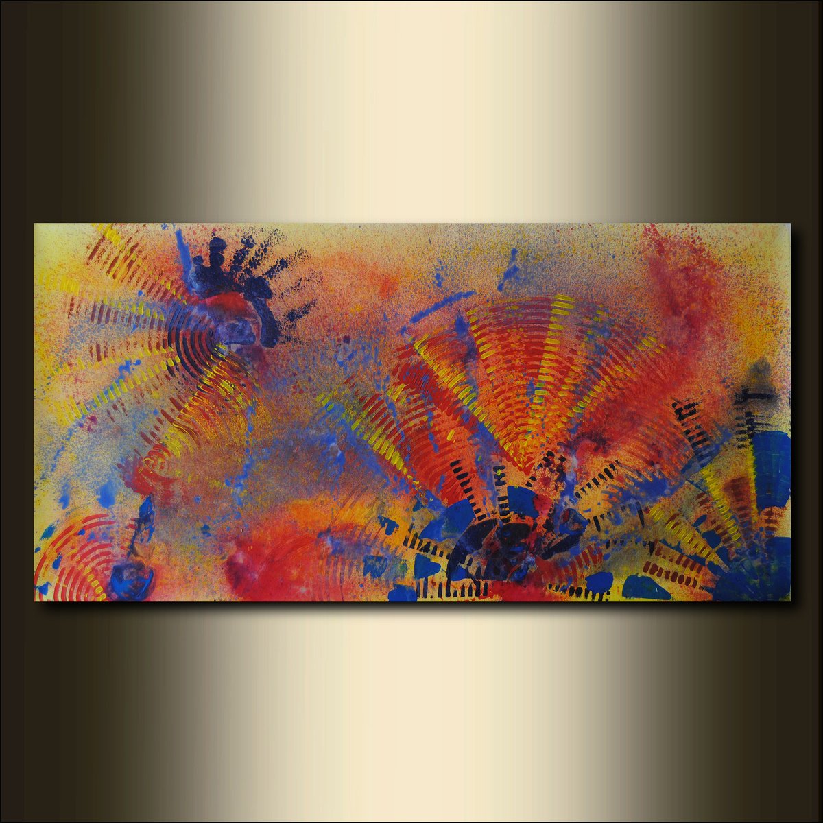 Abstract Acrylic Painting By Valeri Tsvetkov, 48 X 24", Abstract Composition 16, Original Artwork