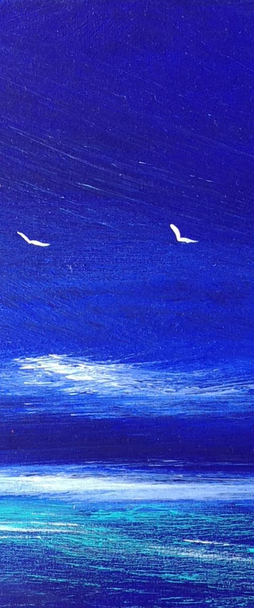 Seascape Blue 3, coast, seascape, blue, small, gorgeous by Mel Graham