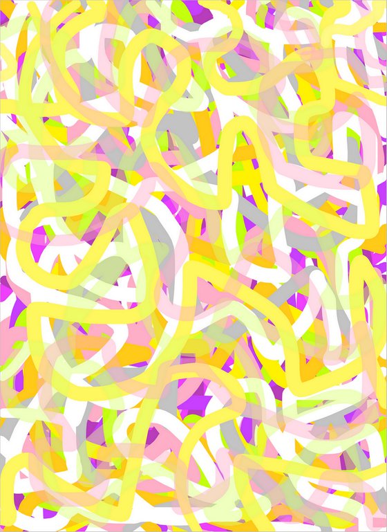 Abstraction art multi-colored yellow pink gray purple stripes