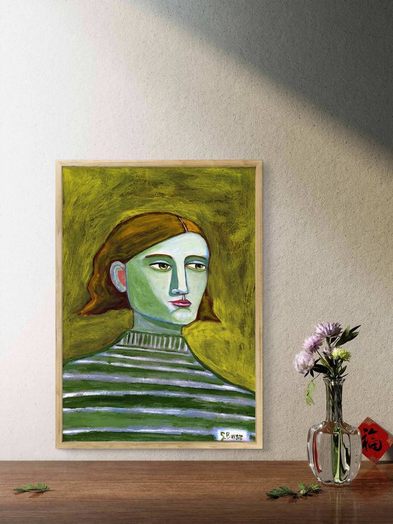 Lady with Striped Sweater