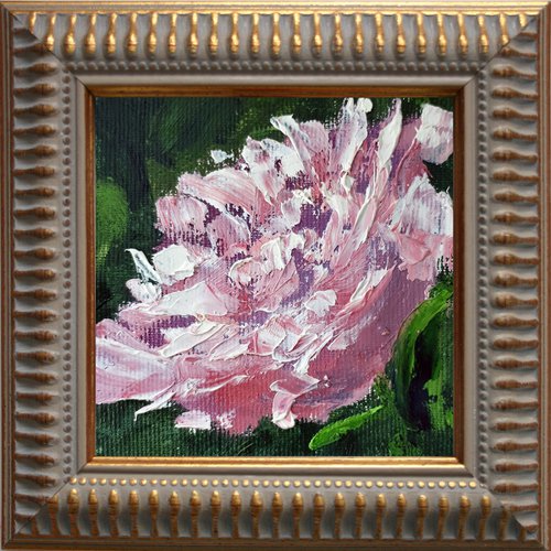 Peony 03...framed / FROM MY A SERIES OF MINI WORKS / ORIGINAL OIL PAINTING by Salana Art Gallery
