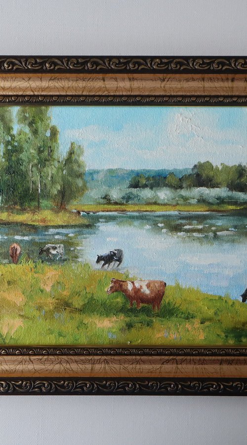 Cows by the River by Natalia Shaykina