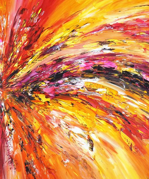Yellow Red Abstraction E 5 by Peter Nottrott