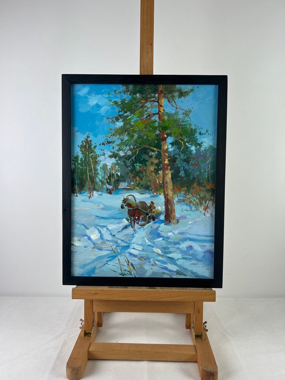 A Carriage Along a Winter Road