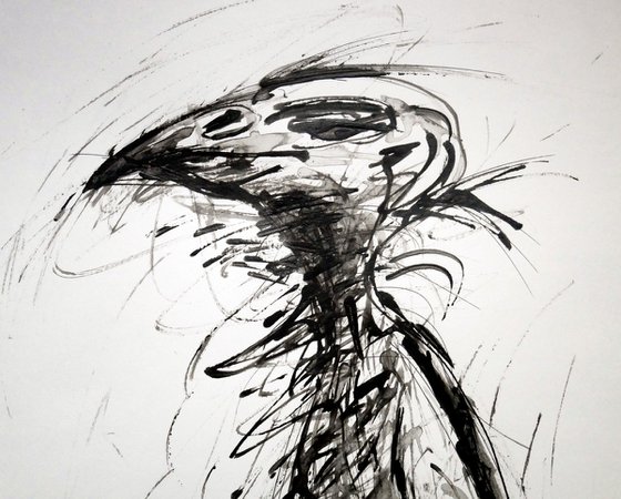 VULTURE, EXPRESSIVE INK drawing