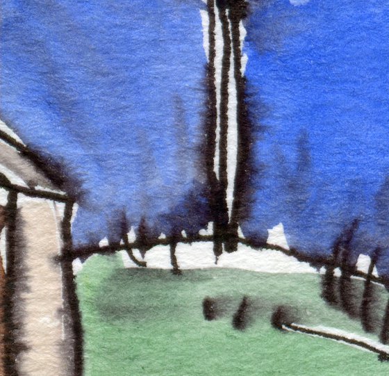 The Tall Barn; Original Watercolour ACEO