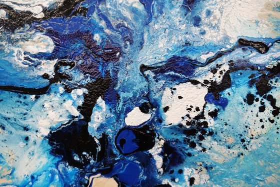 Oceans 140cm x 100cm Blue White Textured Abstract Art