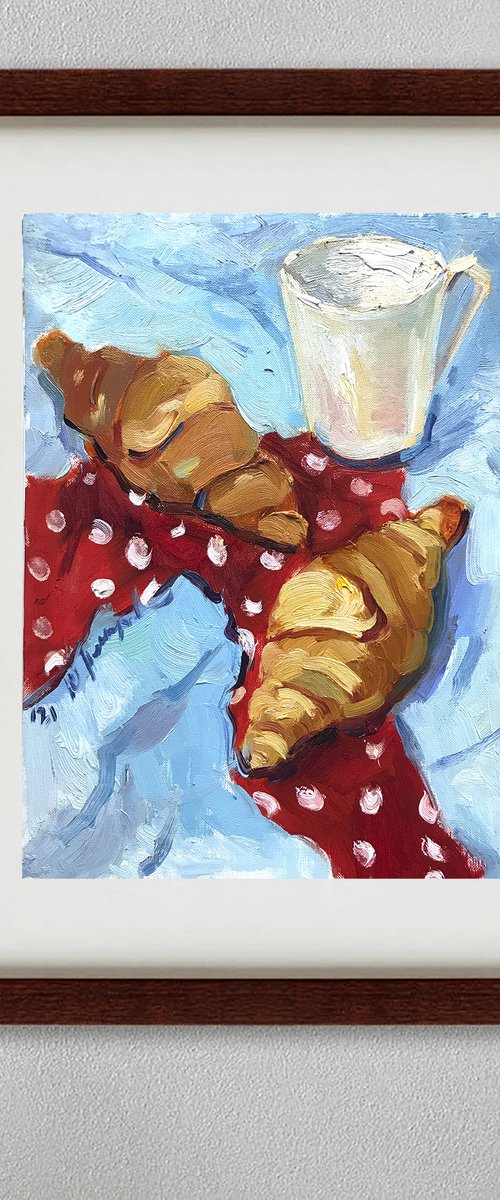 croissants with tea by Yuliia Pastukhova