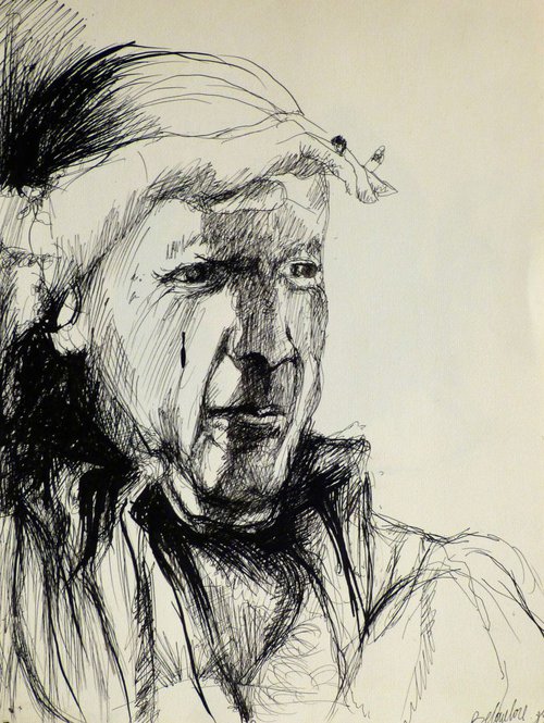 Portrait of Pablo Picasso, 24x32 cm by Frederic Belaubre
