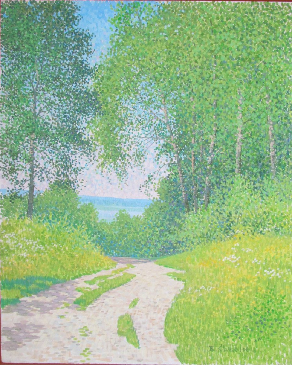 Impressionistic Landscape Acrylic Painting By Valeriy Savenets-1, 16 X 20", Down To The River, Original Artwork