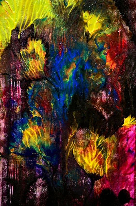 Paradise Flower - Original Abstract Painting Art On Canvas Ready To Hang