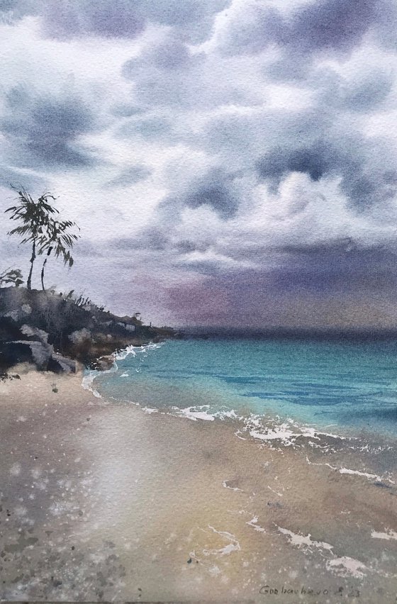 The sea coast   Before a thunderstorm