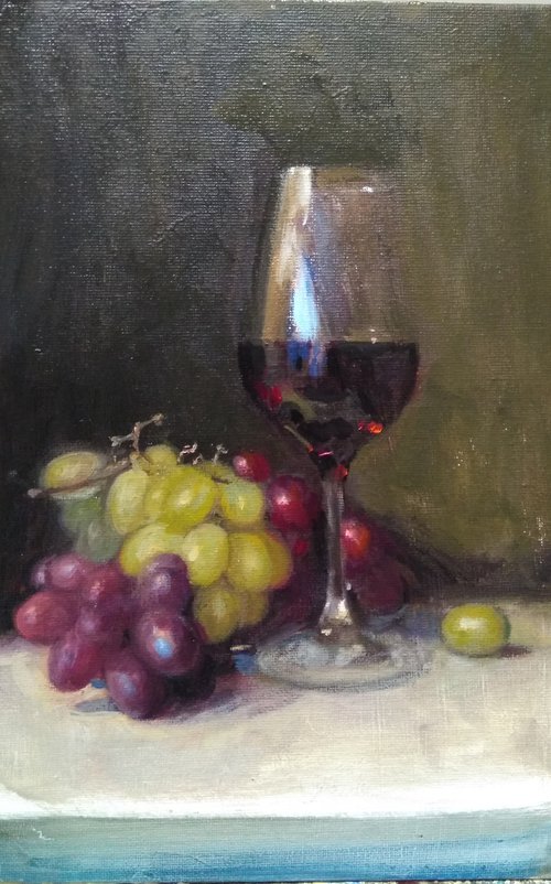 Red Wine And Grapes by HELINDA (Olga Müller)