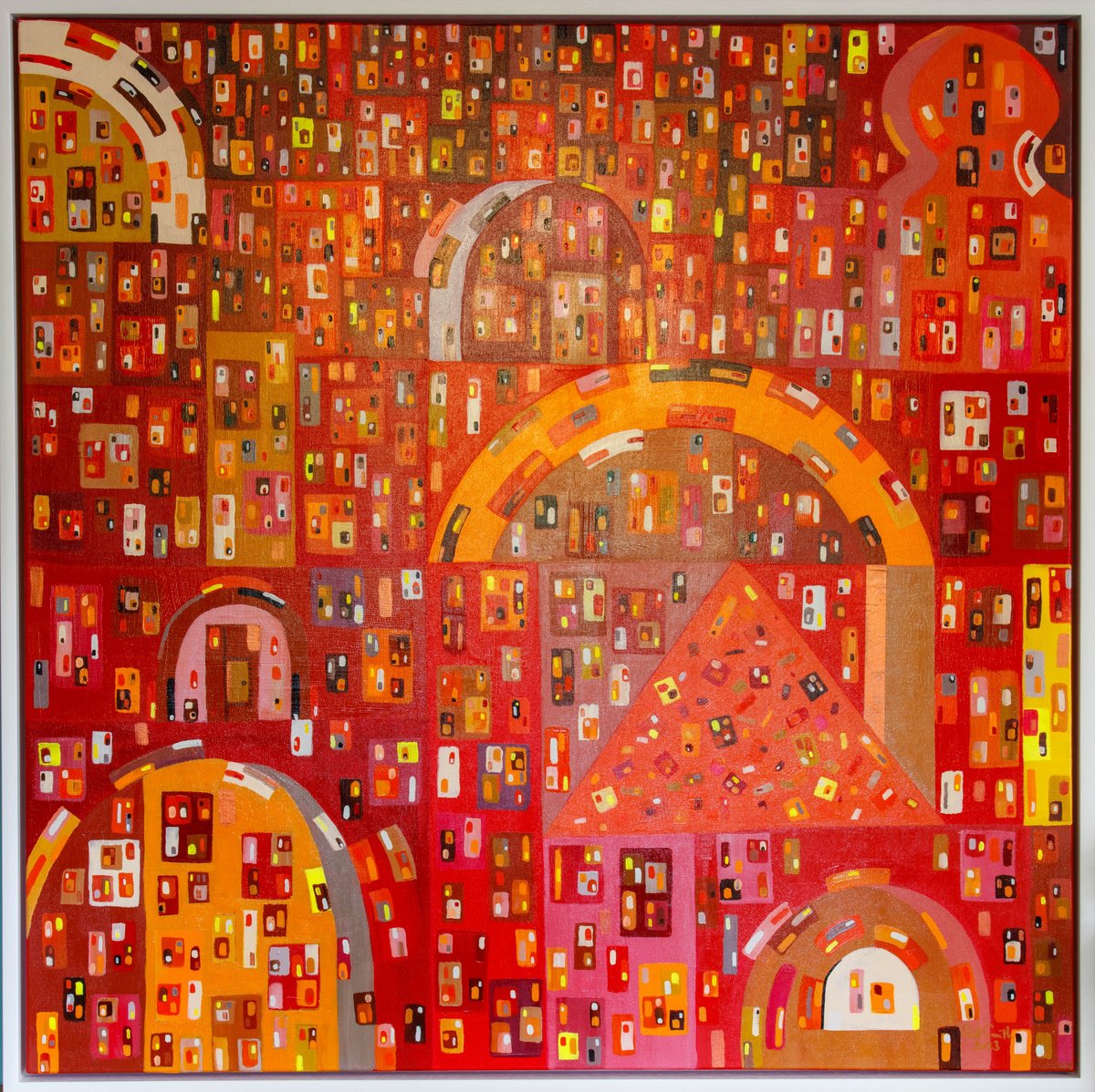 Abstract Acrylic Painting By Phil Smith, 42 X 42", Moroccan Medina 2, Original Artwork