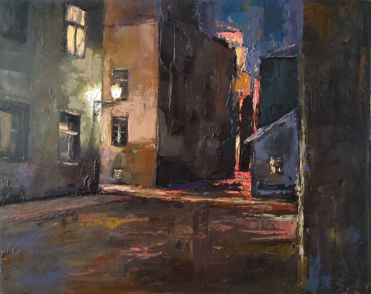 City night(40x50cm, oil painting, ready to hang) by Kamsar Ohanian