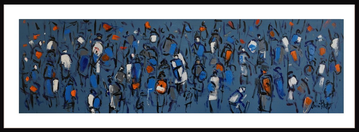 Abstract Oil Painting By Andre Pallat, 45 X 17, The Norman Conquest, Original Artwork