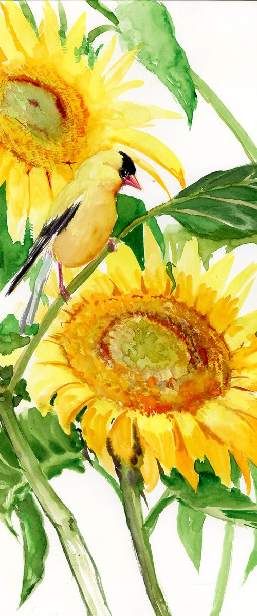 Goldfinch and Sunflowers by Suren Nersisyan
