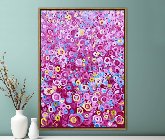 Pink mosaic, abstract pink painting