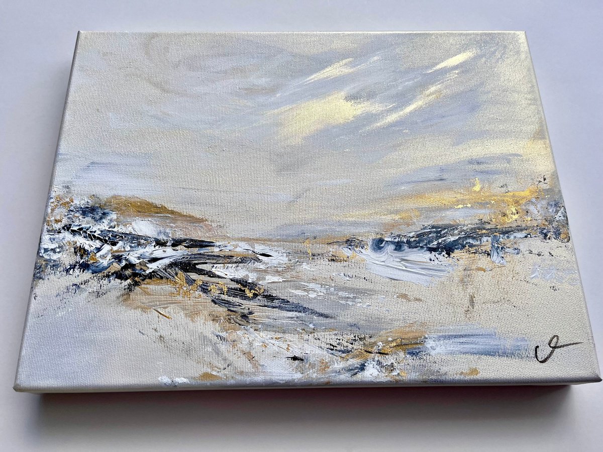 Organic Abstract Acrylic Painting By Maria Bevilacqua-Fischer, 16 X 12", Serenity Iv, Original Artwork