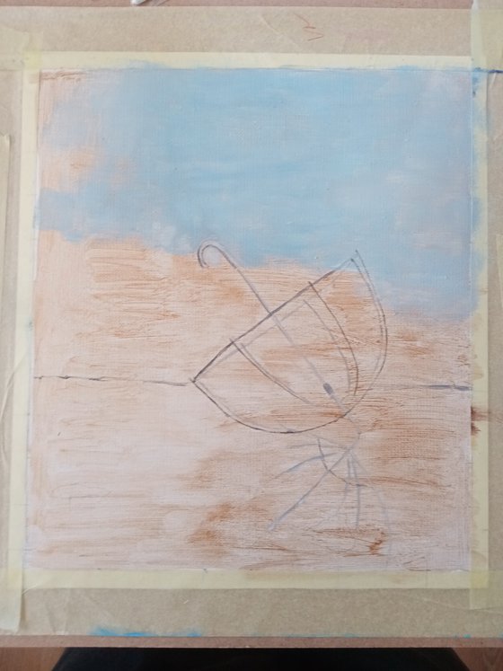 A forgotten umbrella in autumn