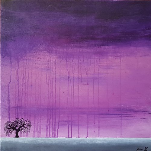 Lone Tree Gone Gothic, 50x50cm, ready to hang by Silvija Horvat