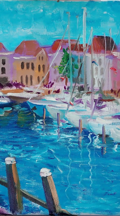 Port in Goes, the Netherlands, Plein air by Dmitry Fedorov