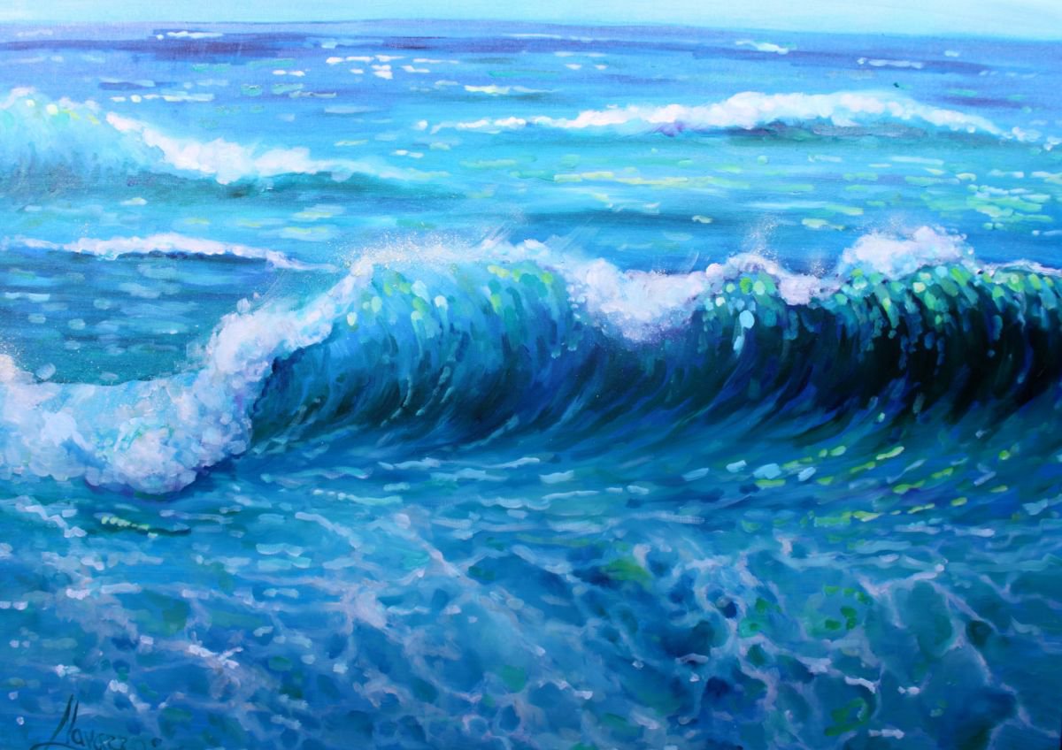 ocean art, original painting of the ocean Waves by Lena Navarro