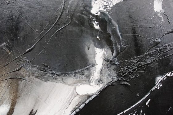 Raw Black Ice 240cm x 120cm Textured Abstract Art