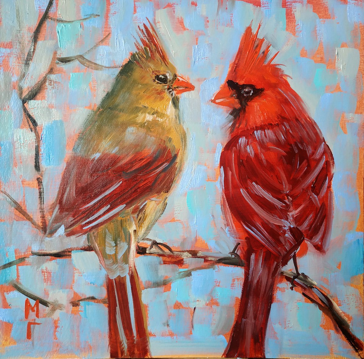 oil paintings of cardinals