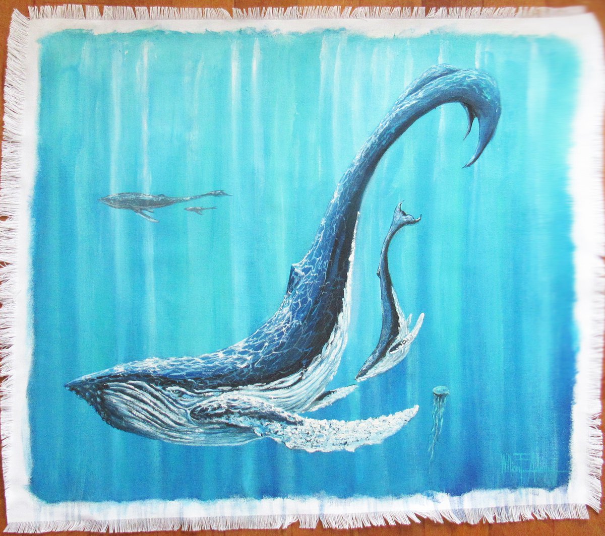 Impressionistic Animal Acrylic Painting By William F. Adams, 36 X 32", Earth