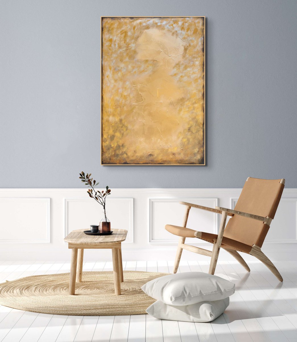 Expressive Abstract Painting By Elide Pizzini, 28 X 39, Day & Night, Original Artwork