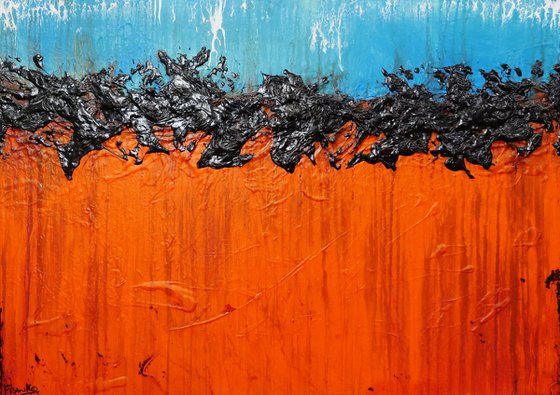 Outback Tango 140cm x 100cm Blue Orange Textured Abstract Art