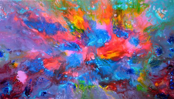 Happy Harmony - 140x80 cm - Big Painting XXXL - Large Abstract, Supersized Painting - Ready to Hang, Hotel Wall Decor